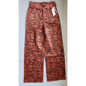 NWT Maeve The Colette Cropped Corduroy Wide Leg Pants Sz 24 Tall Orange #7D411